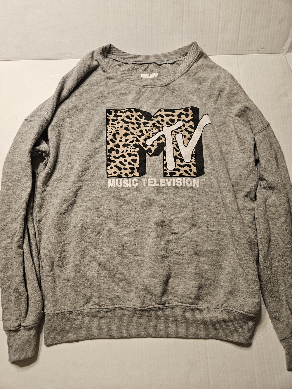 MTV Crewneck Sweatshirt with Leopard M Logo - Grey